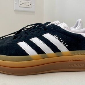 Adidas Gazelle BOLD Black and White with Gum Sole